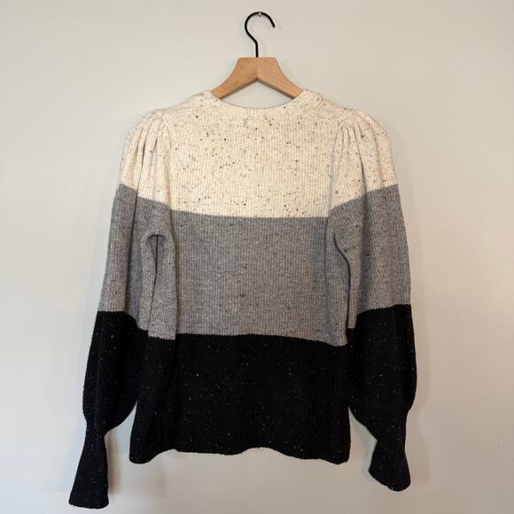 1.STATE Colorblock Puff Sleeve Donegal Knit Sweater - Size Small - NWT - Picture 5 of 9